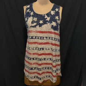 Lucky Brand‎ Cotton Blend Stars and Stripes Long Sleeveless Tee